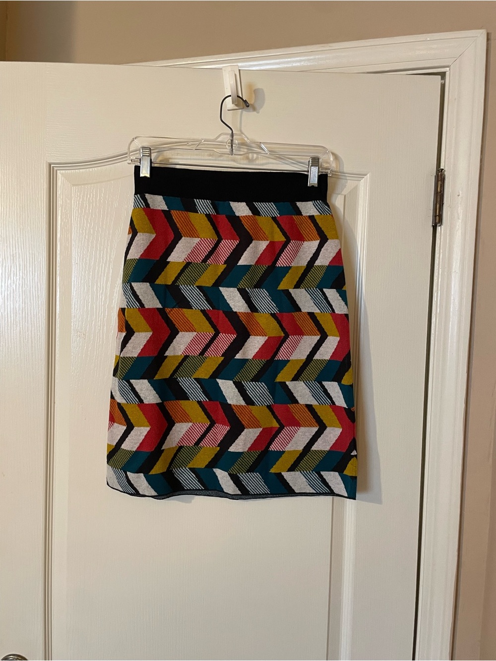 Maeve Anthropologie Geometric Knit Pencil Skirt Size S Abstract Retro Mod - Picture 2 of 9